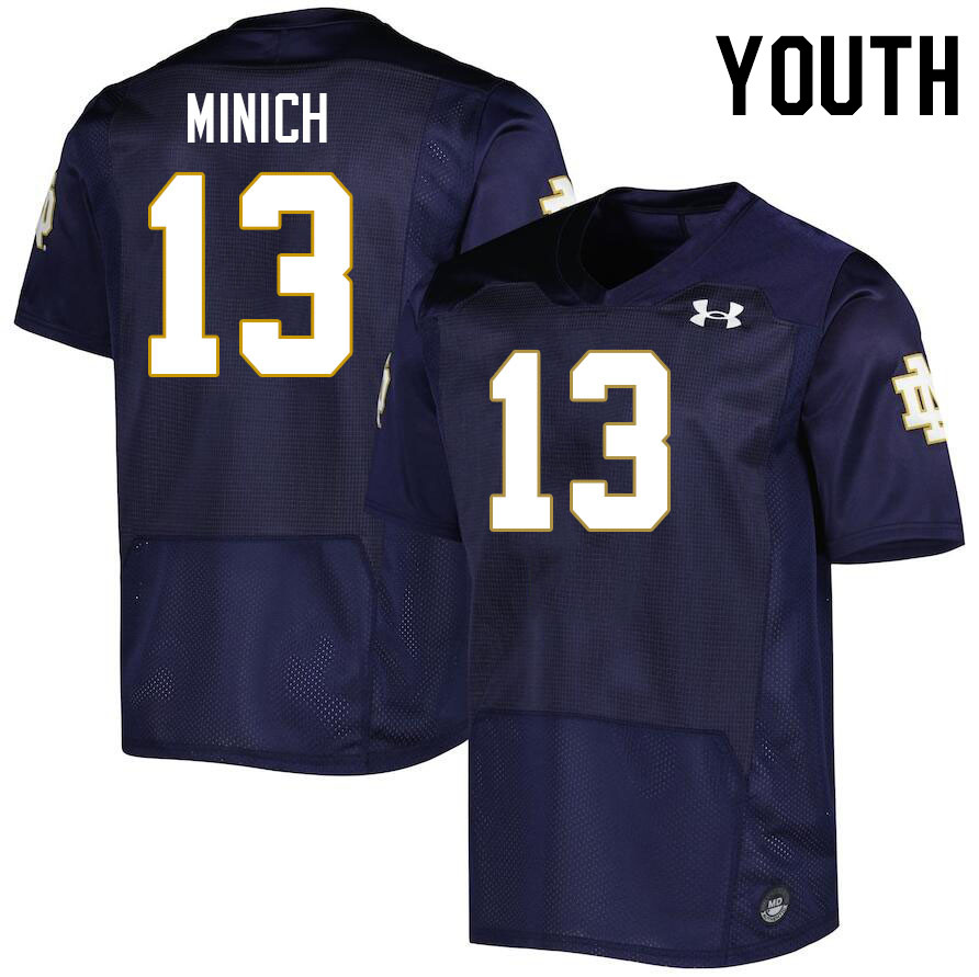 Youth #13 Benjamin Minich Notre Dame Fighting Irish College Football Jerseys Stitched-Navy